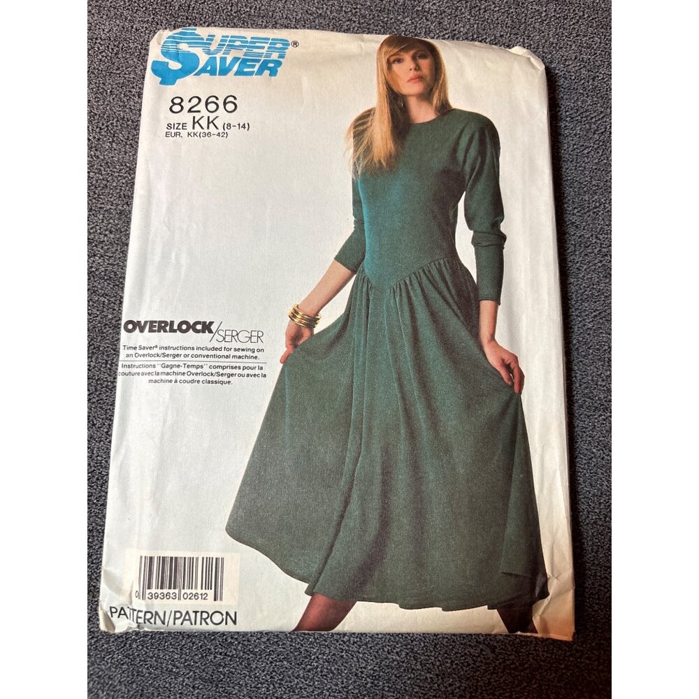 Super Saver 8266 Womens Dress Sewing Pattern Size 8 10 12 14 1987 Uncut